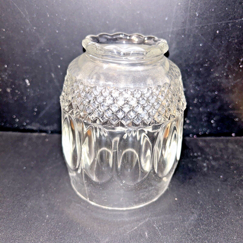 Vintage Clear Glass Diamond Almond Thumbprint Lamp Shade - Picture 2 of 4