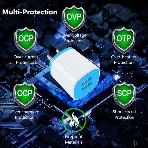 USB Charger Wall Plug, Iphone Charging Box, 5Pack Home Travel 2.1Amp Dual Port F - Picture 4 of 12