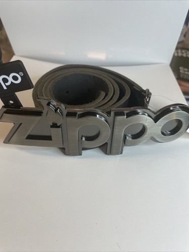 Cintura Zippo taglia 32 con fibbia nera vera pelle pistola fibbia metallo nuova con scatola - Foto 4 di 7
