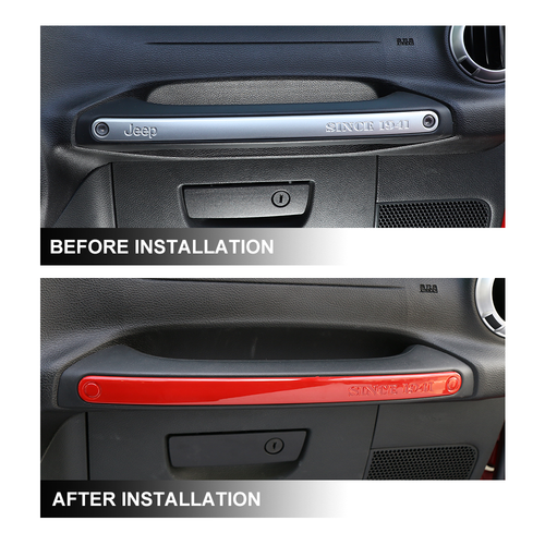 Dashboard Co-pilot Grab Handle Cover Trim Red for Jeep Wrangler JK JKU 2011-2017 - Picture 3 of 8