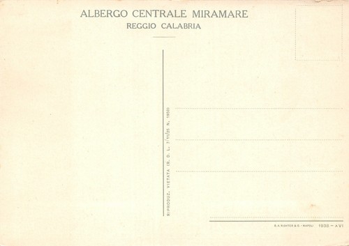 5916) REGGIO CALABRIA ALBERGO CENTRALE MIRAMARE - Imagen 2 de 2