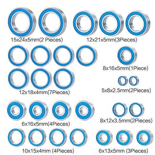 Blue Ball Bearing Metric Rubber Sealed Chrome Steel For 1/10 Axial TRX6 ABEC3 P6 - Picture 70 of 186