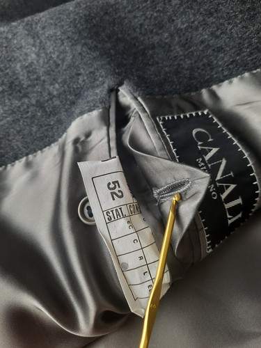 Canali Milano vintage luxury sartorial men wool double-breasted grey coat - Foto 11 di 12