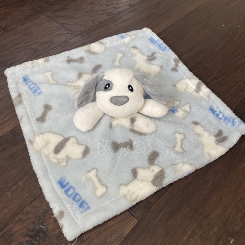 Little Lad Puppy Dog Lovey Blue Security Blanket Plush Head Woof Arf Bone