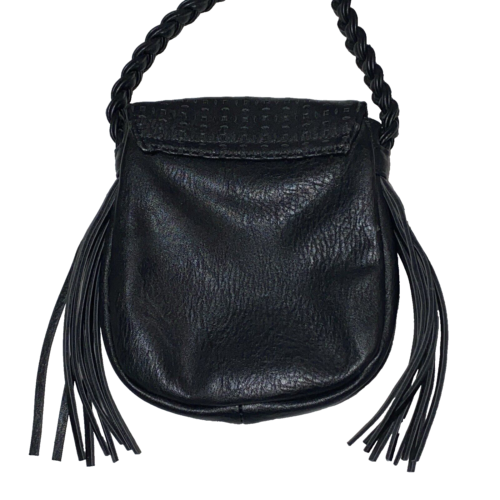 NWT Y2k Vintage ROXY Faux Black Leather Mini Crossbody Bag Fringe - Picture 3 of 5