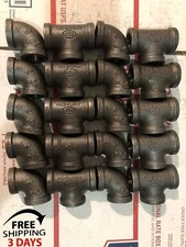 1/2" BLACK MALLEABLE IRON PIPE FITTINGS PLUMBING THREADED (10)ELBOWS (10)TEES