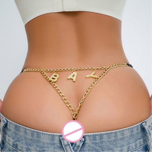 Women Sexy Panties Thongs Crystal Letter Low Waist T-Back Knickers Bikini Briefs - Picture 9 of 25