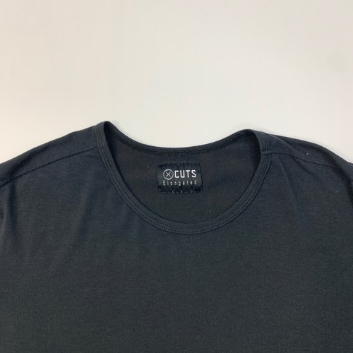 Cuts T Shirt Mens L Large Black Long Sleeve Crew Neck Elongated Curve Hem *READ - Bild 6 von 12