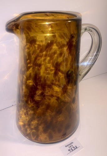 Hand Blown Glass Pitcher Tortoise Shell Confetti or Leopard Safari Mexico - Picture 13 of 18