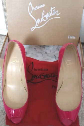 Original Louboutin Escarpins Peeptoes Pink Cuir Verni Bout Ouvert Chaussures 38,5 afficher le titre d'origine Original Louboutin Escarpins Peeptoes Pink Cuir Verni Bout Ouvert Chaussures 38,5 afficher le titre d'origine