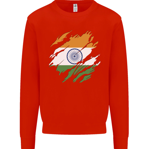 Torn India Flag Indian Day Football Kids Sweatshirt Jumper - Picture 25 of 97