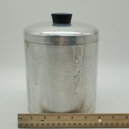 VTG MCM SteelMasters Italy Spun Brushed Aluminum Sugar Metal Canister Kitchen - Picture 3 of 7