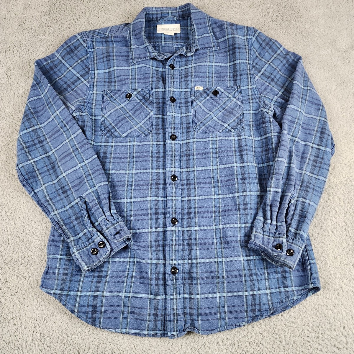 Denim And Supply Shirt Mens Large Blue Plaid Button Up Long Sleeve - Main Image