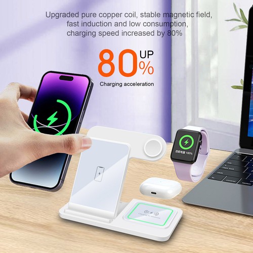 15W Wireless Charger Station Stand 3in1 For Apple AirPod iWatch iPhone 15 14 13 - Picture 17 of 27