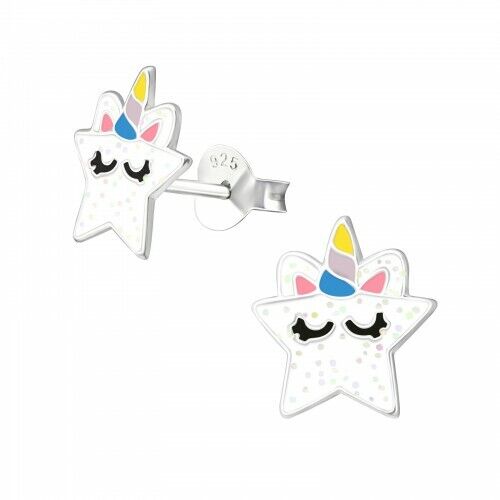 925 Sterling Silver Earrings Studs Heart Unicorn Rainbow Round Pink Daisy Star - Picture 52 of 59