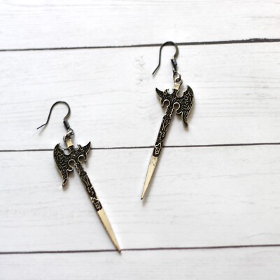 Battle axe Cosplay Gothic Punk Warrior Earrings - Handmade - New - EAR025
