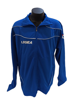 Legea Men's Blue White Track Jacket Size 2XL XXL Sportswear Full Zip Pockets