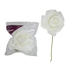 Mega Crafts - 12" EVA Rose Foam Flower with Stem - White, 1PC