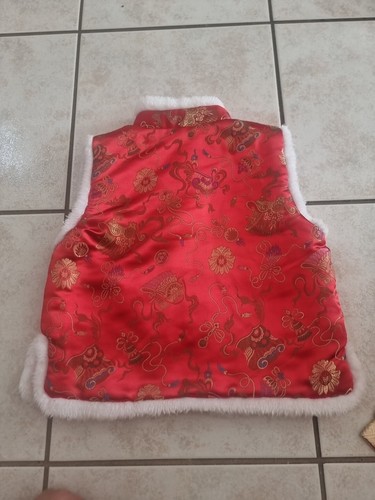 Like New Boy Chinese New Year Asian Red Traditional Costume Satin sz 4 Vest - Foto 4 di 4