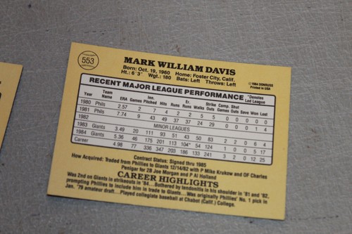 1985 Donruss Baseball Cards Complete Finish Fill Your List Set U-Pick #450-653 - Picture 202 of 392