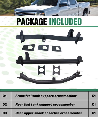 Front & Rear Tank Support& Shock Mount For 07-14 Chevy Silverado/GMC Sierra 1500 - Picture 8 of 22
