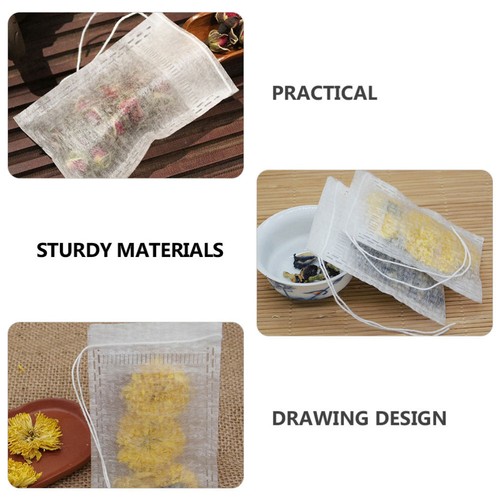 100 Pcs Suppe Tasche Kordelzug Tee Filter Papier Tee Infuser Tee Sieb Leer Tee - Bild 7 von 12