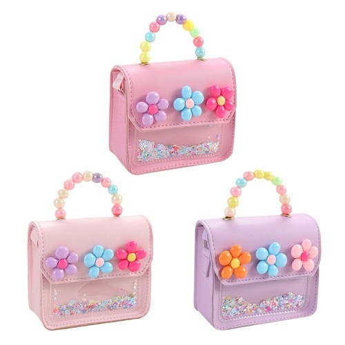PU Leather Kids Shoulder Bag Cute Flowers Handbags Children's Messenger Bag - Picture 7 of 19