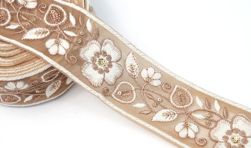 FCL 1 Meter Embroidery Indian Saree Lace 8 Cm Trim Embellishment wedding Sewon - Picture 10 of 13