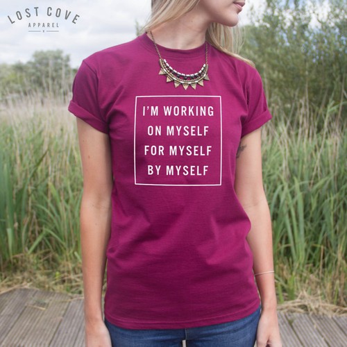 * I'm Working On Myself For Myself By Myself T-shirt Top Gym Workout Fitness im*