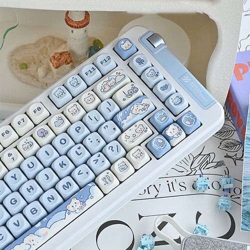 140 Keys Cute Cat Rabbit Puppy Bear Theme Keycaps MOA Profile PBT Key Caps K _ou - Photo 9/17