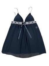 Linea Donatella Women's Chiffon Babydoll with Molded Cups and Lace Trim Size M