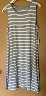 Amazon Essentials Damen Kleid Größe S Viskose Sommerkleid grau weiß 36 38 neu