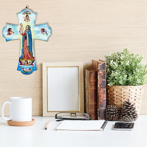 Croce da parete appesa a Nostra Signora di Guadalupe, decorazione religiosa pro-vita per - Foto 4 di 8