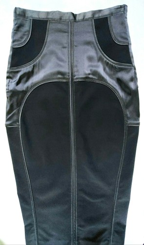 GUCCI STUNNING DESIGNER Panelled Charcoal & Black Silk Satin Pencil Skirt. 10/42 - Picture 9 of 12