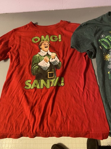 2 Elf Movie T Shirt Christmas Child Small. Omg Santa I Know Him - Picture 2 of 5