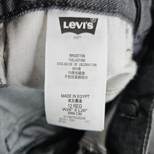 LEVIS 510 Jeans Boys 12 Reg 26x26 Black Skinny Straight Light Wash Denim - Picture 13 of 15