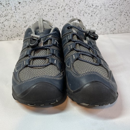 KEEN Oakridge Youth Size 1 Low Mesh Slip On Hiking Shoes Navy Gray Bungee Laces - Picture 3 of 8