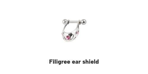 Sterling silver + steel ear cuffs/shields for helix/cartilage piercings 16ga UK - Picture 107 of 142
