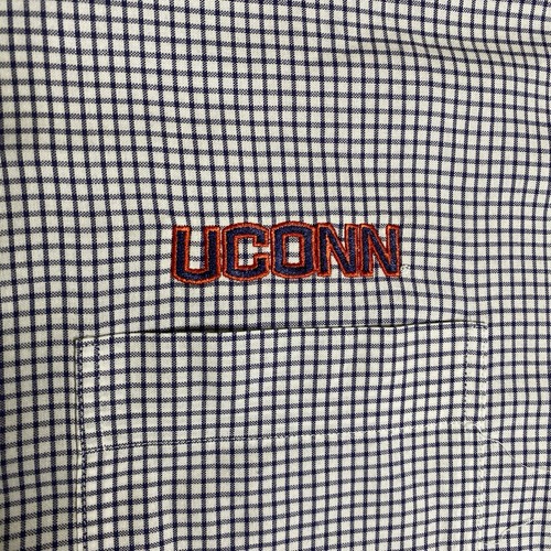 Uconn Huskies Shirt Men XL Blue White Check Cutter And Buck Button Up NCAA - Picture 6 of 12