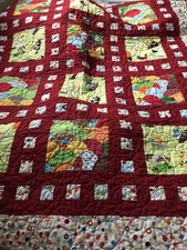 Farm Theme Crib Quilt 44X56" Bright Primary Colors Chicken Print Backing Cute