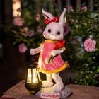 Solar Garden Statues Outdoor Decor Waterproof Rabbit Figurines Solar Lights Deco