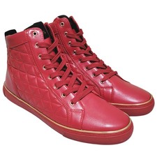 Zapatillas altas retro GUESS Melo para hombre talla US 7M rojas acolchadas de cuero sintético