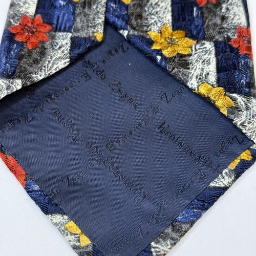 Ermenegildo Zegna Herren Krawatte Krawatte 100% Seide Hergestellt in Italien Blau Blumenmuster 4” x 58” - Bild 4 von 7