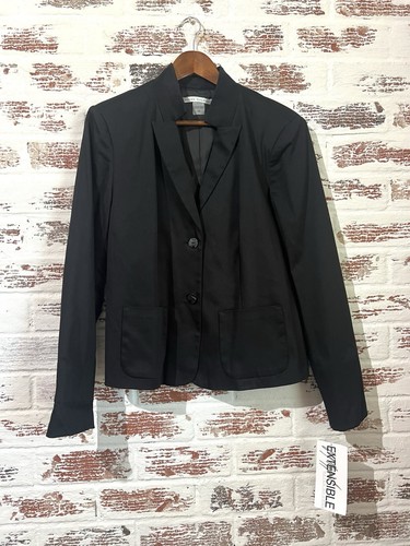 Peter Nygard Blazer Women’s Cotton Stretch Black Career Corpcore Size 14 - Picture 2 of 10