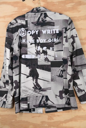Collusion AOP Blazer da skate cappotto sportivo copia scrittura unisex grande - Foto 4 di 14