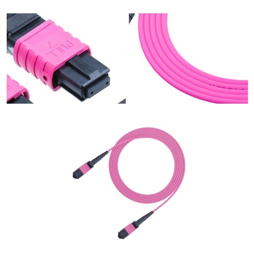Cordon patch fibre optique 1-10M MPO vers MPO OM4 12 cœurs type B MTP/femelle-Fema lotGc - Photo 3/14