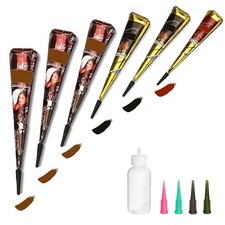 Temporary Tattoos Kit, 6Pcs Semi Permanent Tattoo Paste Cones, India Body DIY...