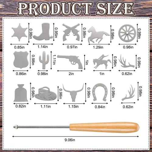 Shimeyao 18pcs Mini Western Branding Irons with Changeable Handle | Branding image 2
