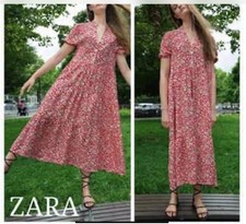 LAST size M NWT ZARA white/red FLORAL PRINT MIDI DRESS 0387/178