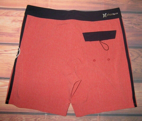 MENS HURLEY PHANTOM RED BRICK 4-WAY STRETCH SWIM BOARD SHORTS SIZE 34 - Picture 2 of 2